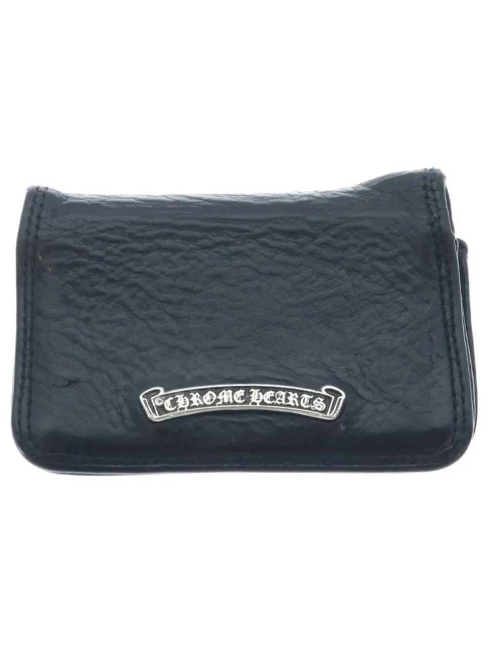 Chrome Hearts Card Case Leather with Grommet Black Silver
